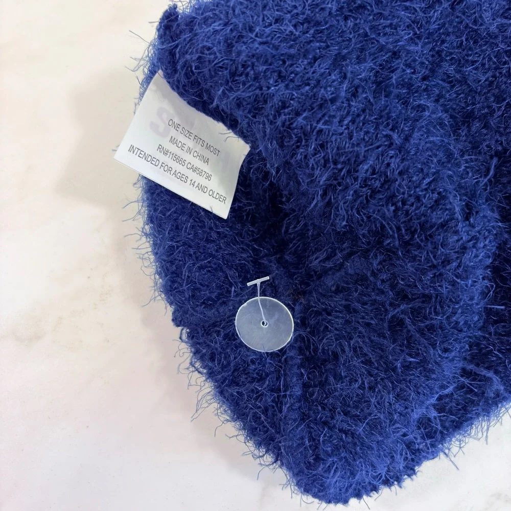 Y2K Gorpcore Beanie Fuzzy Eyelash Knit Disney Stitch Bioworld Women OS Blue